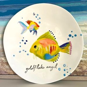 NWOT PIER 1 IMPORTS GOLDFLAKE ANGEL FISH PLATE